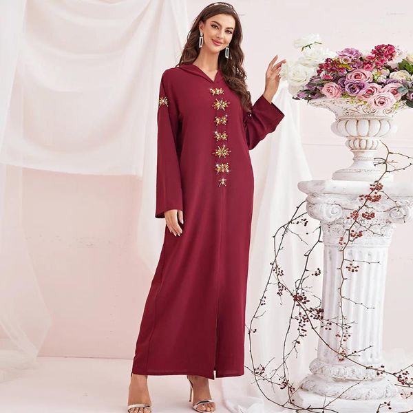 Roupas étnicas Eid Djellaba Abaya Dubai Turquia Árabe Muçulmano Vestido Sedoso Paquistão Islam Caftan Marocain Kaftan Vestidos de Casamento de Noite