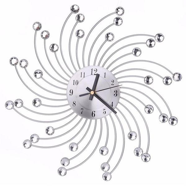 Alta qualidade 3d diamantes flor metal relógio de parede estilo europa silencioso deslumbrante relógio de parede para sala estar decoração escritório em casa c42278m