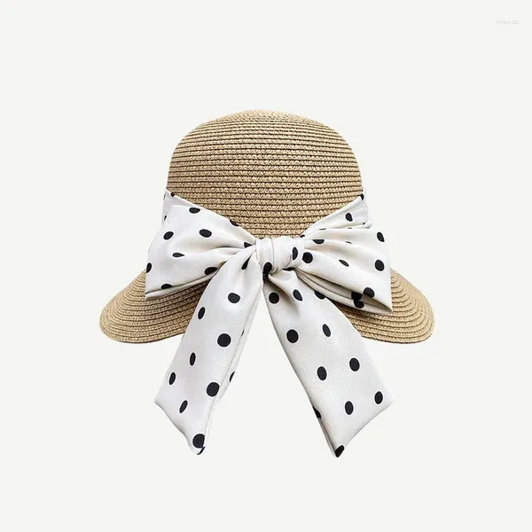 Breite Krempe Hüte Mode Sommer Mädchen Geschenk Große Schleife Umhängetasche Sonnenblende Hut Kinder Stroh Kinder Handtasche Koreanische Stil Kappe