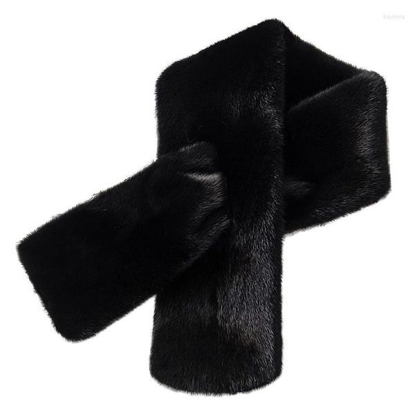 Lenços moda moda pêlo genuíno para homens mink tricotado preto no pescoço natural mais quente s3084