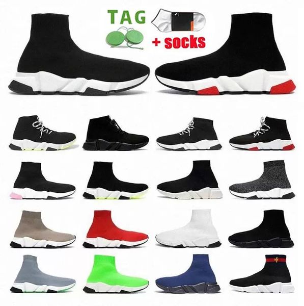 Sapatos casuais de marca de grife Triple Black White 1.0 Red Bege Casual Sports Sports Meias Trainers Mens Women Knit Boots Ankle Booties Speed Trainer Platform Shoe