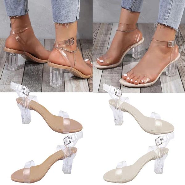 Sandali da donna con cinturino a una linea e tacco alto, estivi, piedi spessi, non stanchi, scarpe lisce