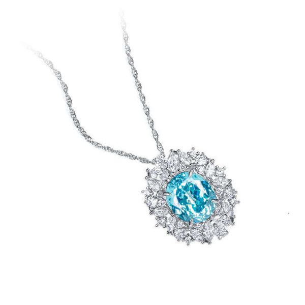 Fine Jewelry S Sterling Silber, kleiner Paraiba-Turmalin-Diamant-Anhänger, ozeanblauer Charm, vergoldete funkelnde Halskette