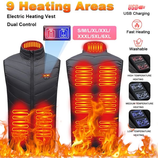 Coletes masculinos USB aquecido jaqueta mulheres homens lavável colete aquecido elétrico recarregável à prova d'água 3 níveis de aquecimento roupas térmicas para esqui 231122