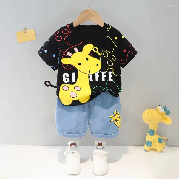 Kleidung Sets 2023 Sommer Jungen Nette Baumwolle Cartoon Kinder T-Shirt Set Casual Hosen 2 Stück Baby Jungen Anzug Kleidung