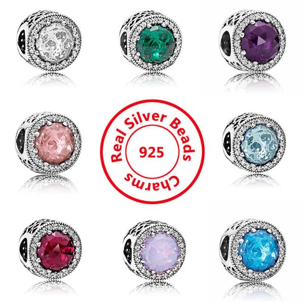 Gümüş 925 Sterling Crystal Clear Cz CHARMS Orijinal Kutu ile Avrupa Boncukları Pandora Yılan Zinciri Bilezik Mücevher Yapma Hareketi Akım 23ESS