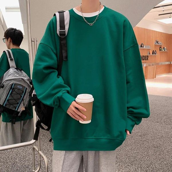 Felpa con cappuccio da uomo in stile coreano uomini sciolti oversize con cappuccio con cappuccio di colori solidi con cappuccio per il marchio di primavera