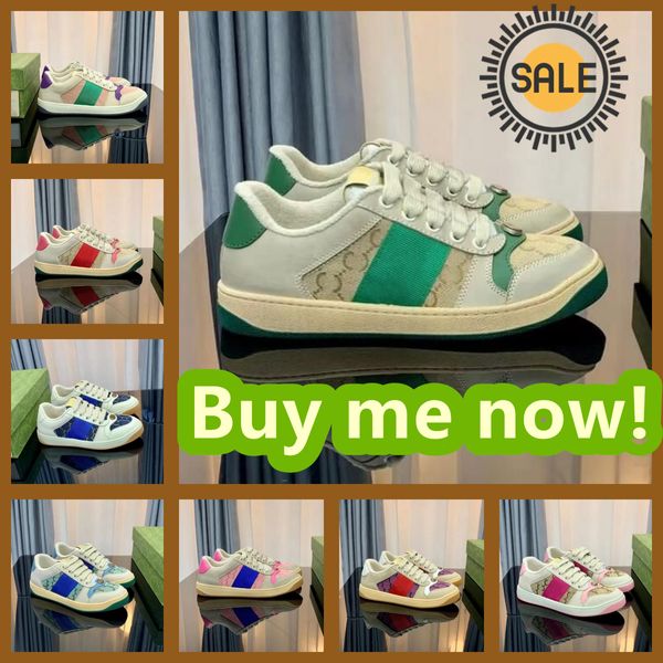 Designer Sapatos de couro sujo Sapatos Luxuris Retro Verde Red Listra Ace Ace Casual Sneakers clássicos ousados de inverno de inverno sapatos ao ar livre