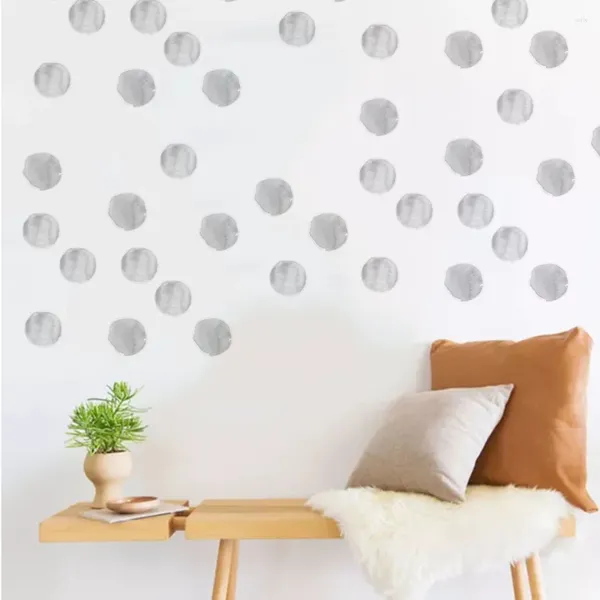 Wandaufkleber, 6 Sets mit je 36 runden Srickern, selbstklebende Tapeten-Hintergrundaufkleber für Wohnzimmer, Schlafzimmer, Dekoration (grau)