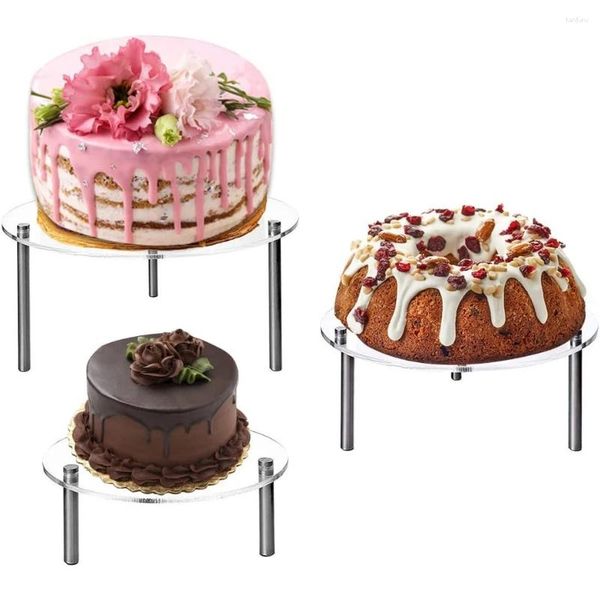 Conjunto de suporte de bolo acrílico para mesa de sobremesa, suporte redondo transparente para cupcake, doces, pizz, exibição de eventos de casamento e festa