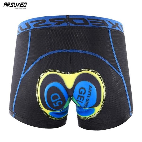 ARSUXEO Ropa interior de ciclismo Actualización 3D Almohadilla de gel Pantalones cortos de ciclismo Bicicleta de montaña Pantalones cortos MTB Calzoncillos de bicicleta A prueba de golpes Hombres Mujeres U052626