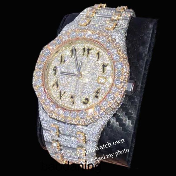 Ap Watch Teure Moissanit 11 Stones Styles Skeleton Pass Test Mens Gold Silver 2 Tone Vvs Diamonds Shiny Watches Automatic Eta Luxury Full Iced Out