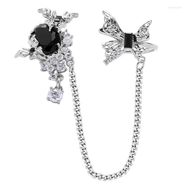 Dorsali Orecchini Eetit 1PC Design esclusivo intarsiato zircone vetro farfalla catena orecchio clip osso orecchino gioielli delicati per le donne regalo