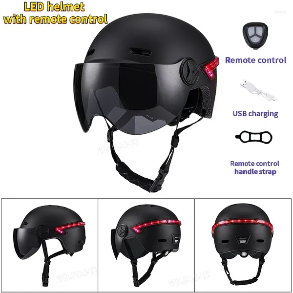 Capacetes de motocicleta Ciclismo Flash Capacete Inteligente LED Segurança Homens e Mulheres Carregamento USB Aviso Lâmpada Cauda Bicicleta