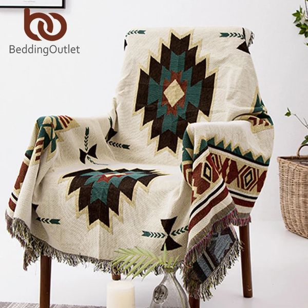 Cobertores BeddingOutlet Geometria Cobertor Aztec Baja Étnico Sofá Capa Slipcover Boho Decor Lance Cobertor Tapeçaria de Suspensão 231122
