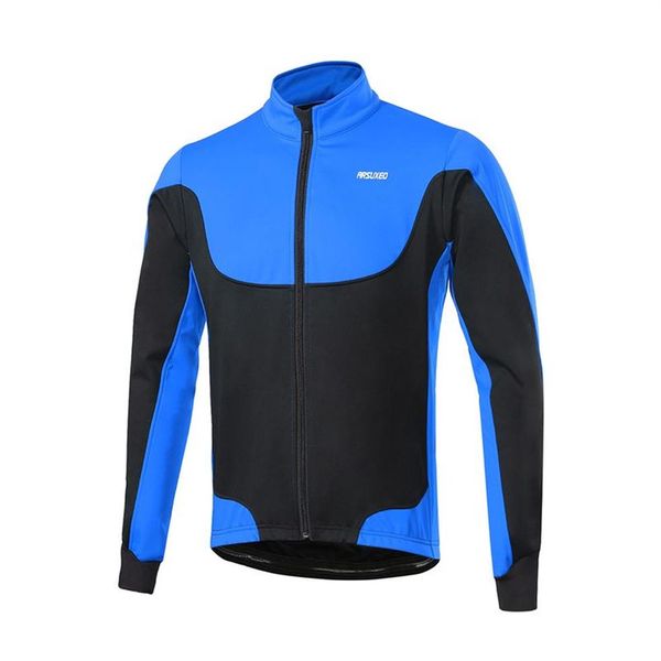 Мужские велосипедные куртки Arsuxeo, ветрозащитная зимняя куртка на флисовой подкладке, спортивное пальто для езды на открытом воздухе, с длинным рукавом, Jers337D
