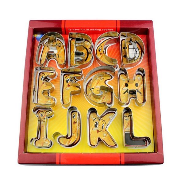 Backformen Große Größe 26 Englische Buchstaben Alphabet Ausstechformen Set Geschenkpaket Fondant Kuchenform Edelstahl DIY Keks Backwerkzeug 230421