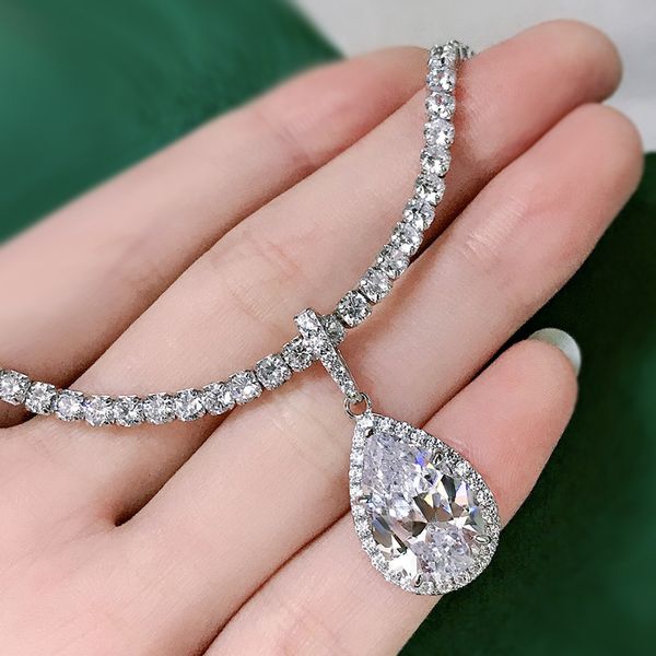 Trendy Water Drop Diamond Pendant 100% Real 925 Sterling Silver Party Wedding Pendenti Collana per le donne Promessa nuziale Jewelry179.90