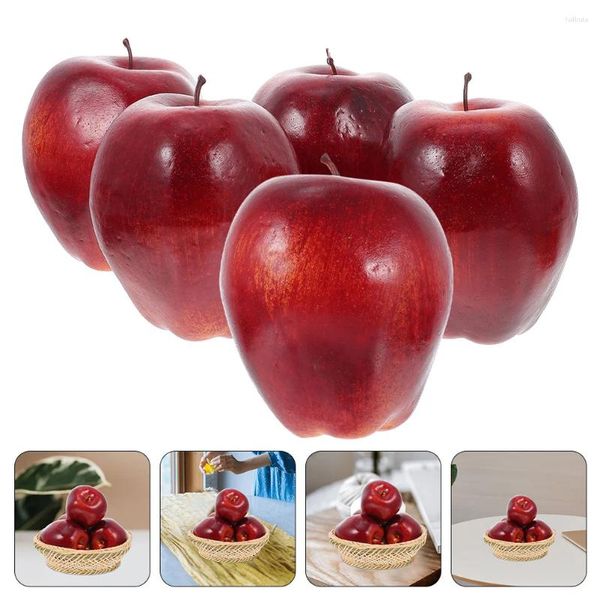 Decorazione per feste 5 pezzi Simulazione Serpente rosso Modello di frutta Schiume Mele deliziose Decorazioni natalizie Display finto Frutta Artificiale ad alta densità