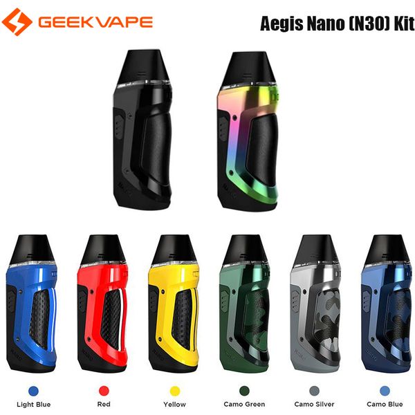 Geekvape Aegis Nano Kit N30 Kit MTL ve RDL Vaping% 100 Orijinal için Yerleşik 800mAh Pil ve 2ml Pod Kartuşu