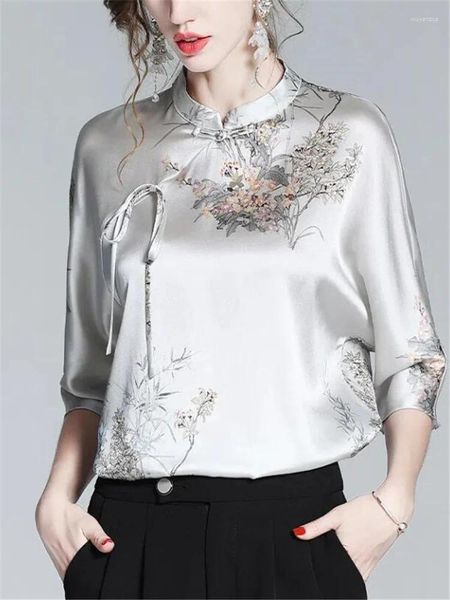 Женские блузки, винтажная рубашка-пуловер, женская рубашка в национальном стиле, летний топ с короткими рукавами, ретро-ремешок на пуговицах с принтом, высококачественный