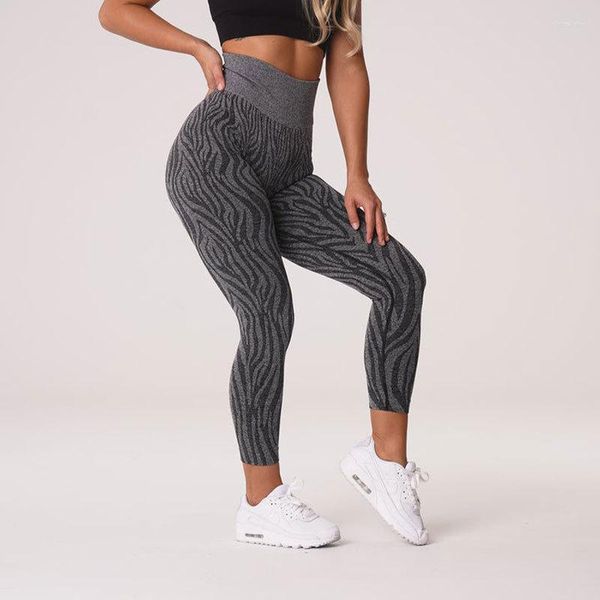 Active Pants Damen-Leggings mit Schneeflockenmuster, abgeschnittener Leoparden-Jacquard-nahtloser Yoga-Strumpfhose