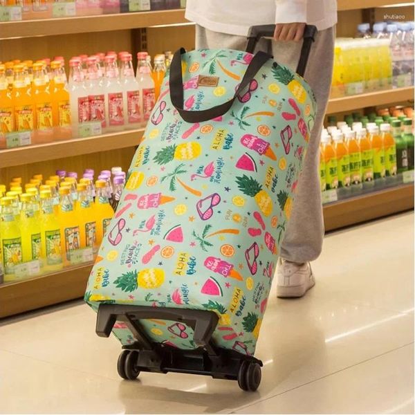 Sacos de compras Saco lateral para senhoras portátil dobrável supermercado com rodas reutilizáveis mulheres mão baixo preço