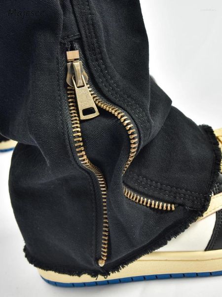 Herren Jeans Herren Retro Einfache High Street Frühling Herbst Seitenschlitz Reißverschluss Design Gespleißt Amerikanischer Stil Teenager Denim Hosen Trendy