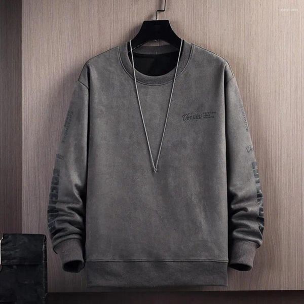 Felpe con cappuccio da uomo Felpa autunno inverno Felpa con stampa di lettere Felpe girocollo larghe Hip Hop Top pullover con polsini elastici morbidi e caldi spessi