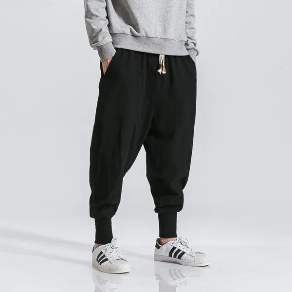 Pantaloni da uomo Streetwear Uomo Harem Stile coreano Pantaloni casual in lino di cotone Uomo Jogger 2023 Primavera Baggy