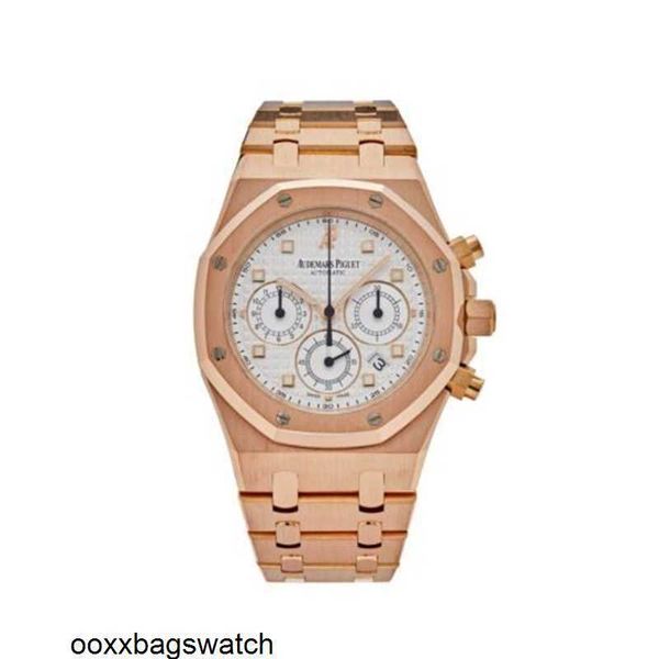 Audemar Pigue Relógios Royal Oak Offshore Relógio Mecânico Automático Audemar Pigue Royal Oak Cronógrafo Rosa Ouro Branco Dial 26022OROOD088CR01 HBBO