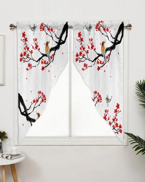 Tenda in stile cinese fiore uccello trattamenti per finestre tende per soggiorno camera da letto decorazioni per la casa triangolari