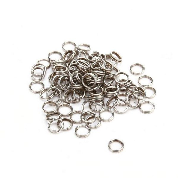 1000pcs de aço inoxidável Pesca de rings divididos para isenção pesada isca de alça de anel sólido 7mm 150lbs252y