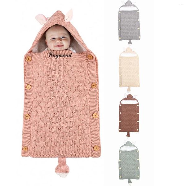 Cobertores bebê saco de dormir crianças envelope quente inverno criança sleepsack footmuff carrinho de malha sono ninho saco nascido swaddling cobertor