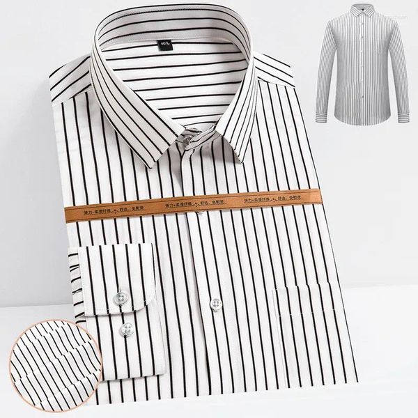 Camicie casual da uomo Abbigliamento quotidiano Camicia a righe da uomo Semplice serie scura Top a maniche lunghe da ragazzo Stile classico Abbigliamento da gentiluomo con tasca