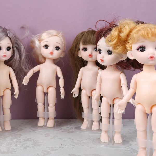 Bebekler mini kız sevimli yüz 16cm bjd 1 12 kısa çocuk saç uyuyan domuz çıplak vücut kızlar için moda hediye diy oyuncaklar 231122