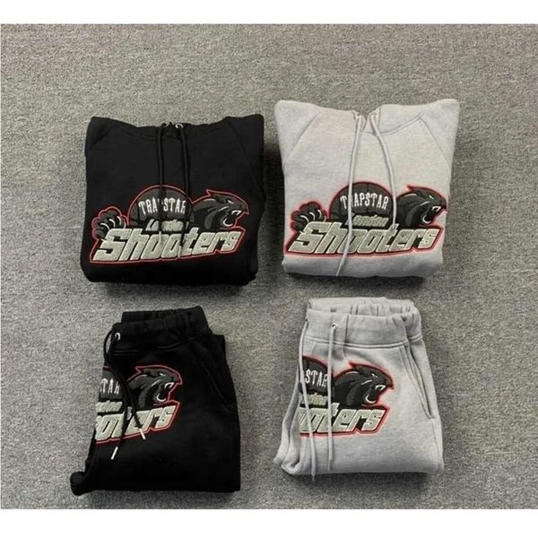 2023 Motion Fashion Design Trainingsanzüge FW Trapstar Hoodie Anzug Männer Frauen Rot Schwarz Tigerkopf Handtuch Gesticktes Kapuzenpullover Plüsch 688SS