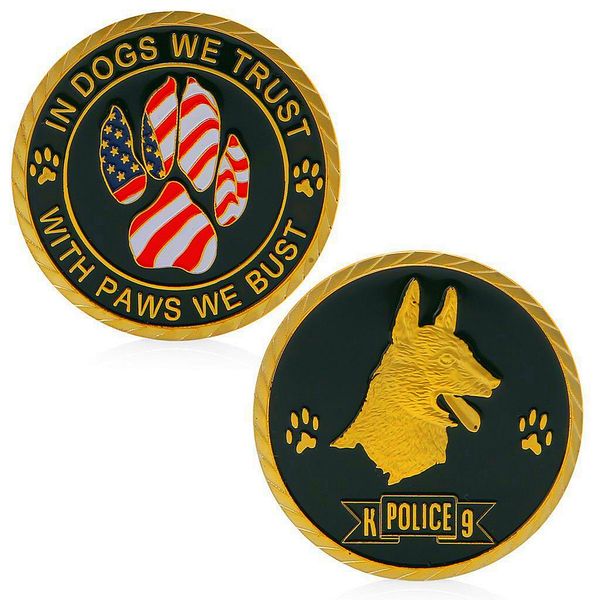 ABD Polis Memuru K9 Köpeklerde Köpek Köpek Paws Challenge Coin