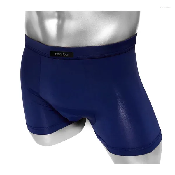 Cuecas homens boxer gelo seda roupa interior shorts sólidos tamanho grande heathy verão calcinha masculina