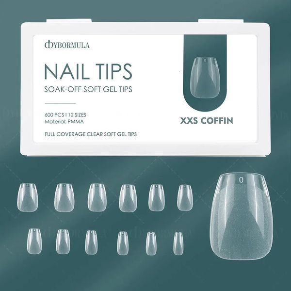 Unhas Postiças MYBORMULA 600pcs / caixa XXS Extra Curtas Pontas de Unhas Postiças Semi-Matte Press on Nails para Trabalhar Unhas Cobertura Completa Unhas Falsas Artificiais 231121