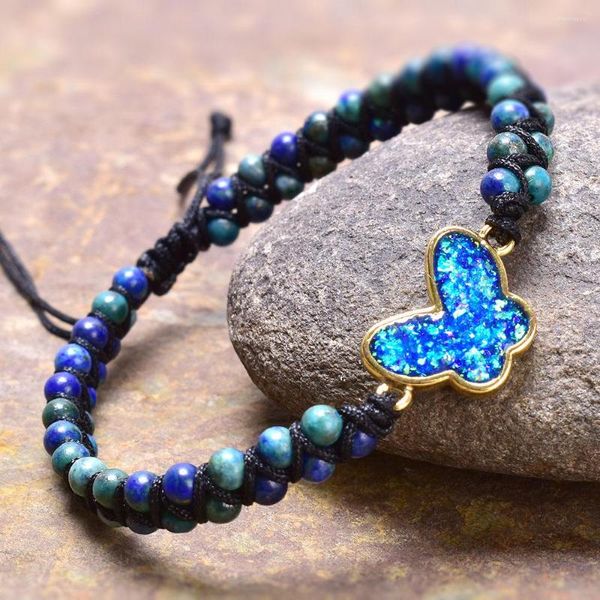 Bracelets de charme Premium Holiday Jewelry Phoenix Stone With Blue Opal Butterfly Bracelet for Women Feminino Amiga Feminina Presente Madeirado