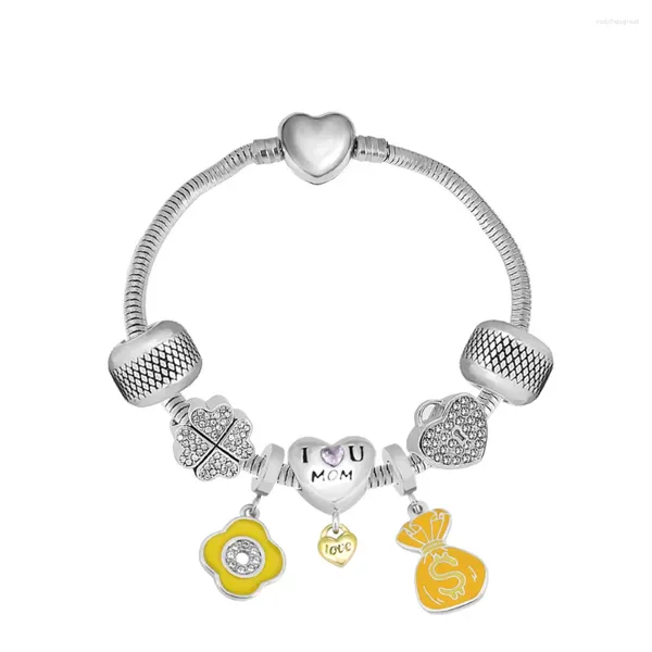 Charme Pulseiras Pandoraer DIY Coração Pulseira Esmalte Dinheiro Saco Elefante Pingente Menina Magic House Beads para Jóias Femininas Não Fade