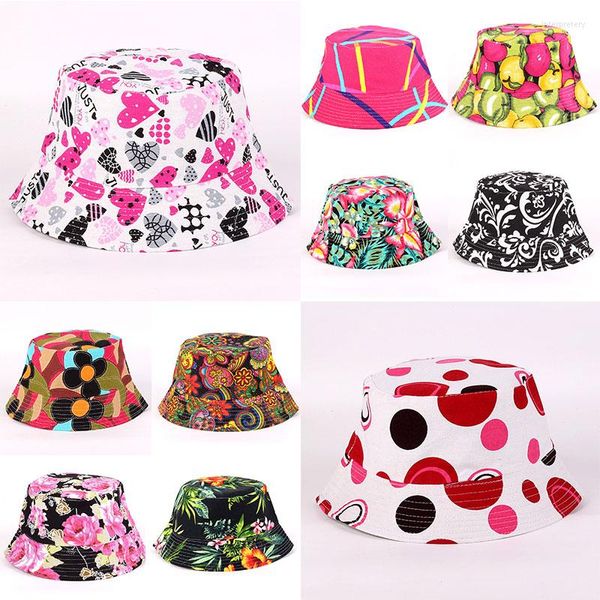 Cappelli a tesa larga Cappello da pescatore estivo Panama Cappello da pescatore Hip Hop Donna Uomo Moda Cappello da pescatore floreale reversibileLargo