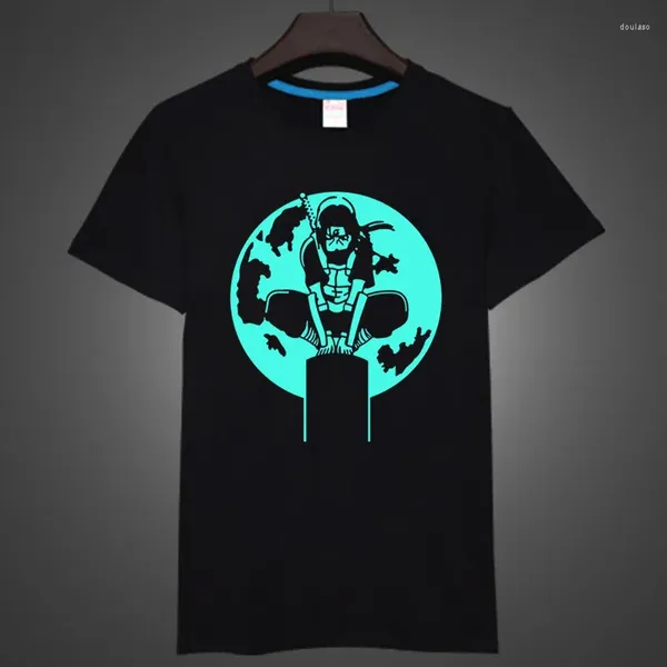 Herren T-Shirts Mode Anime Print Shirt Glow In The Dark Trendy Herren Damen Schwarz Farbe Nachtleuchtende Top T-Shirts Unisex Kleidungsstücke