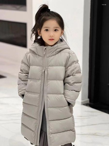 Mantel 2023 Farbe Grau Daunenmarke Langer Stil für Mädchen Jungen Kleidung 3 4 6 8 10 12 14 15 Jahre