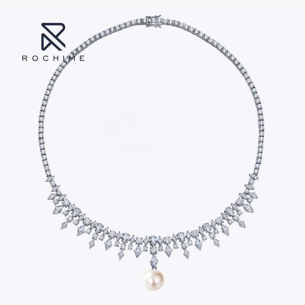 Rochime Designer Drei Möglichkeiten, Perlen-Diamant-Halskette Sterling Silber Zirkonia Modeschmuck für Damen zu tragen