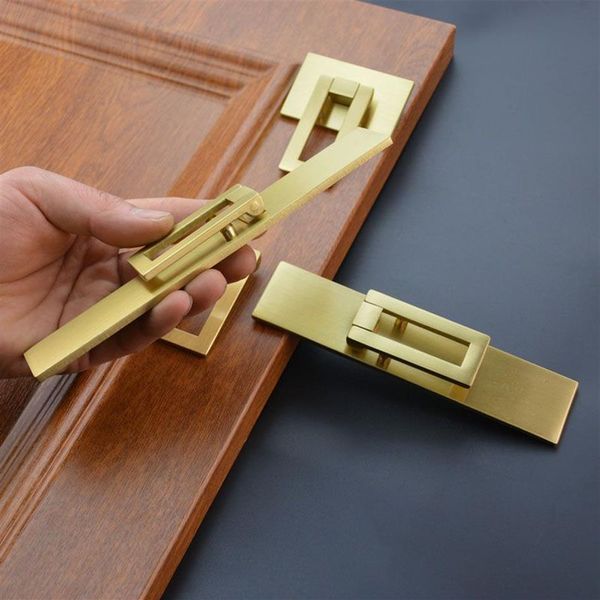 Armário de latão dourado puxa alças de gaveta do quarto porta do armário do banheiro anéis móveis tipo quadrado botões estilo chinês móveis ha236b