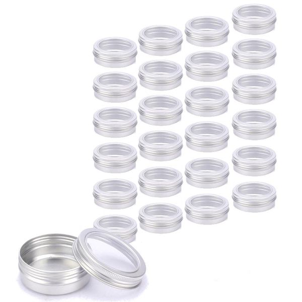 Organizzazione per la conservazione del bagno con finestra trasparente Vite in alluminio Bottiglia di latta Vaso Vaso Lattine Contenitori Custodia per trucco per nail art labbra Fai da te C