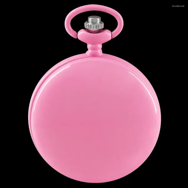 Карманные часы для девочек, розовые, милый стиль, модные цифровые кварцевые часы с круглым циферблатом, винтажные мужские и женские часы в стиле стим-панк, ожерелье с подвеской, подарок