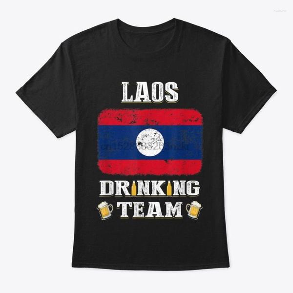 Camisetas masculinas Men camisa da equipe de bebidas do laos